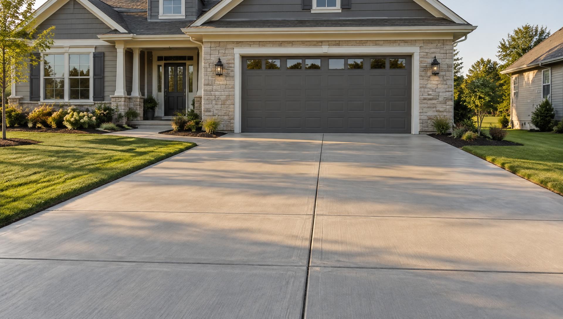 Finished residential concrete driveway poured by Summit Stone Concrete Co. in Boulder, CO
